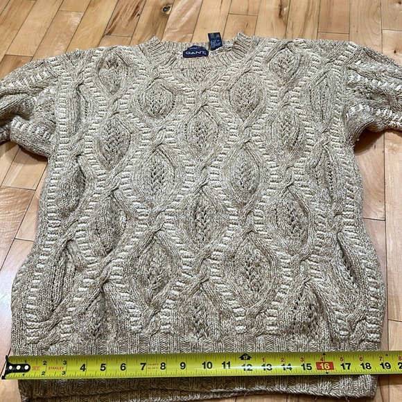 Gant Hand Knit Brown and Cream Open Cable Pattern - Picture 9 of 9